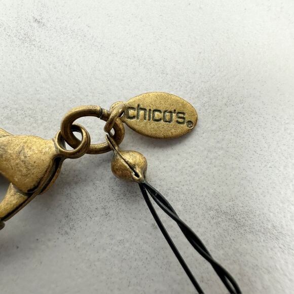 Chico's Triple Strand Beaded Black Wire Gold Tone Statement Necklace ✨ - Picture 10 of 10